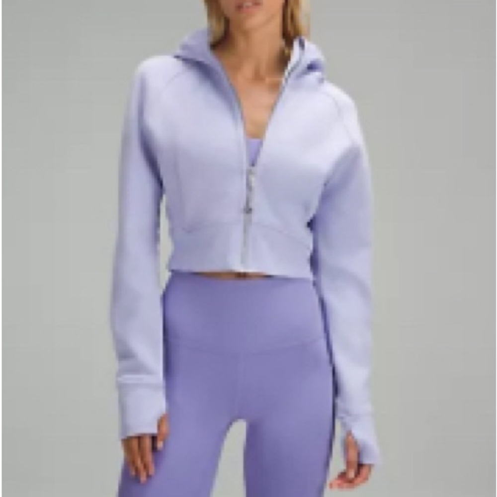 NWT Lululemon Scuba Full-Zip Cropped Hoodie Lilac Smoke SZ4